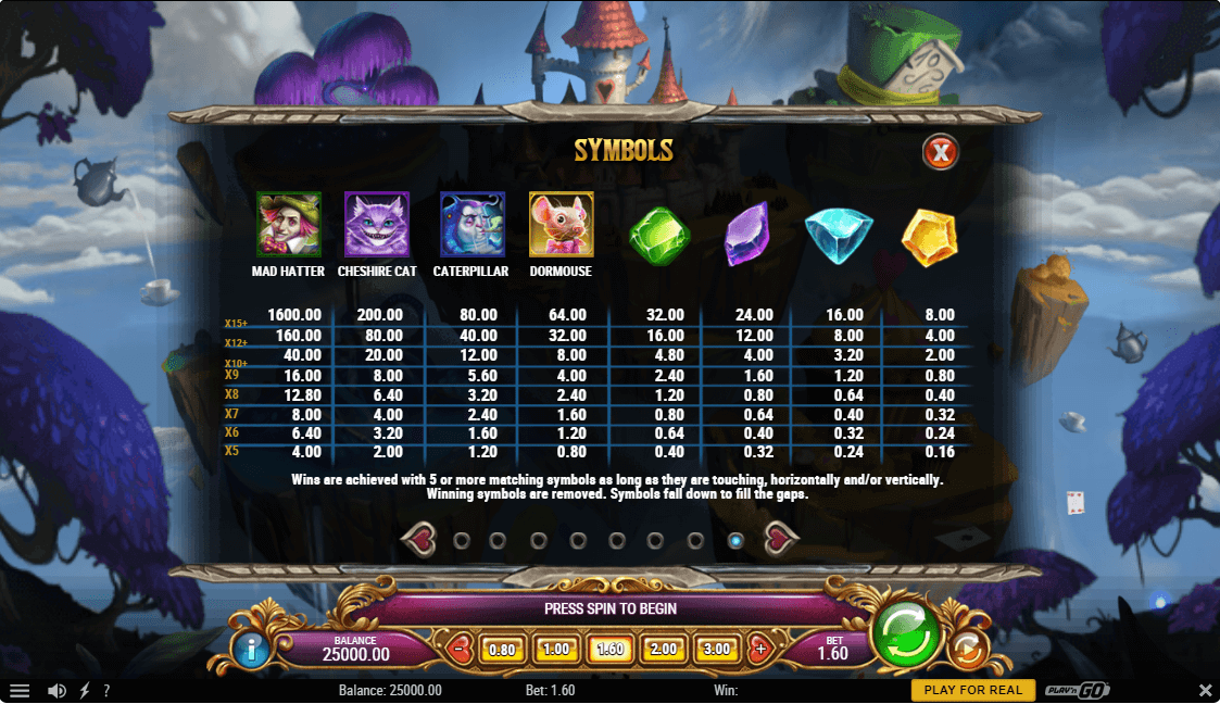 agent of hearts paytable