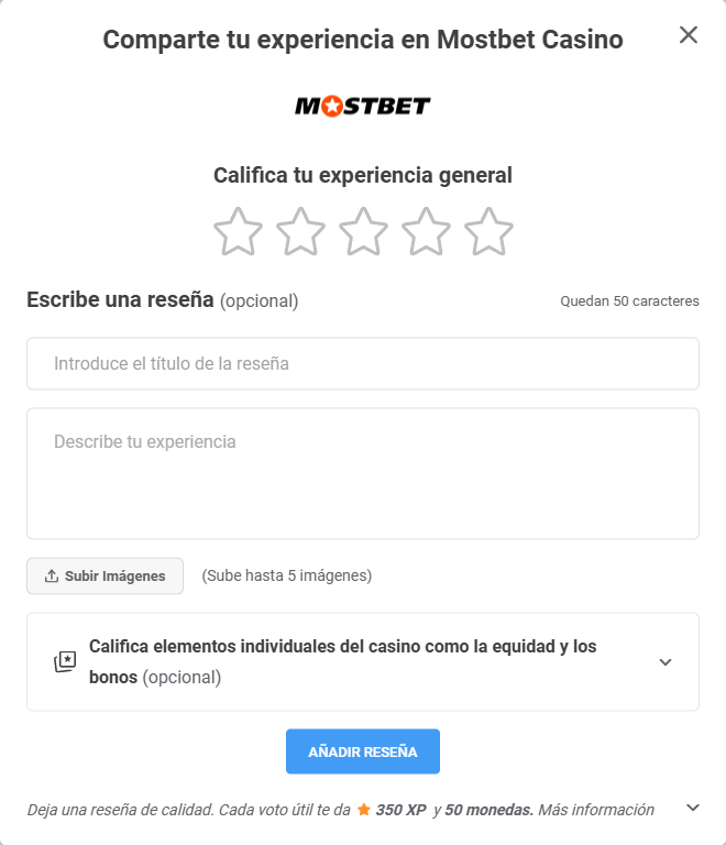 agregar resena emergente