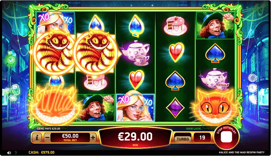 Alice and the Mad Respins Party Online Slot Game Features