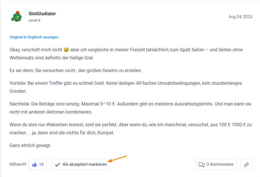 als akzeptiert markieren DE
