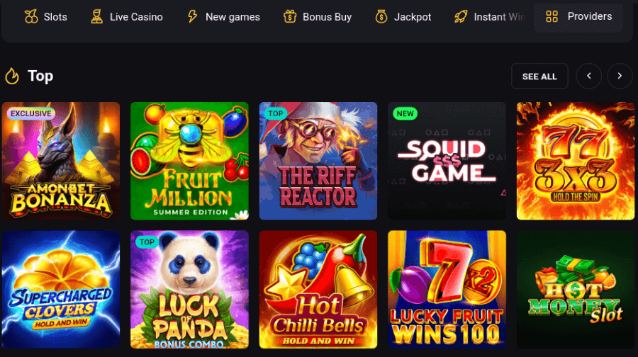 Amonbet Casino Game Library