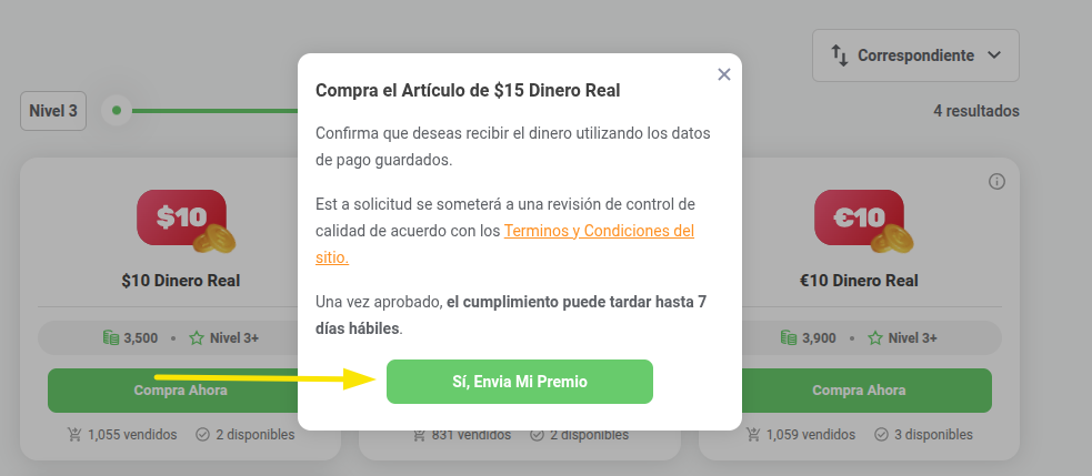 Artículos de Dinero Real Envia Mi Premio