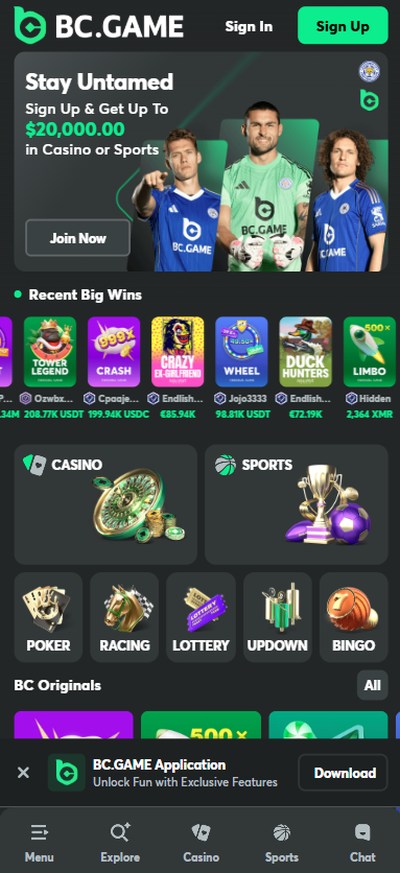 bc game casino homepage