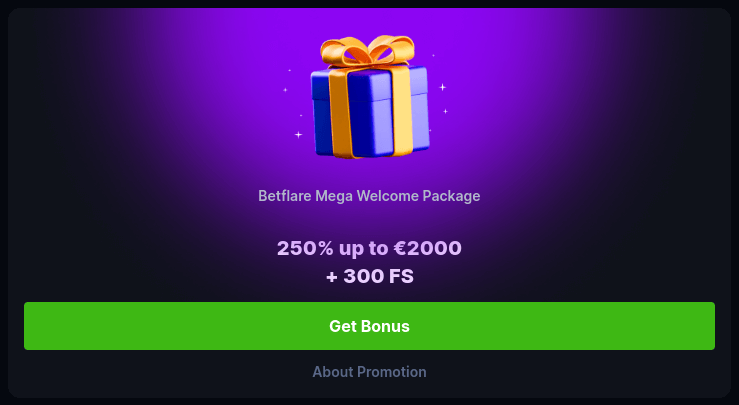 betflare casino welcome package