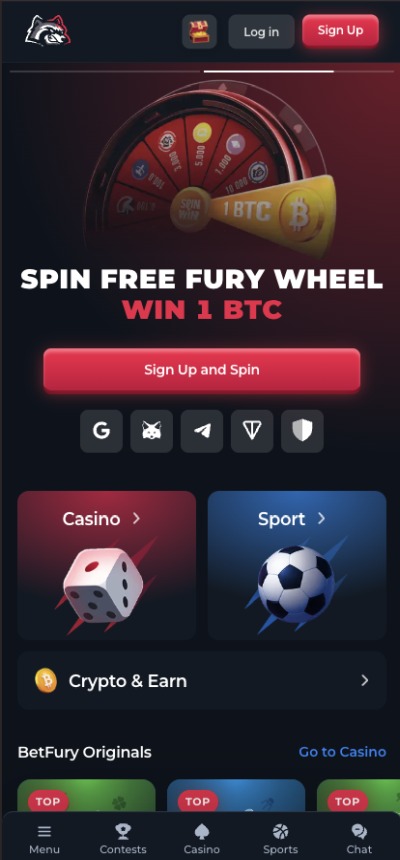 betfury casino homepage mobile