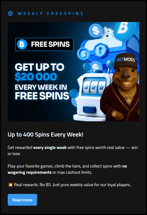 betmode casino free spins