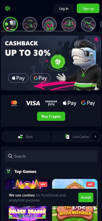 bets.io casino homepage