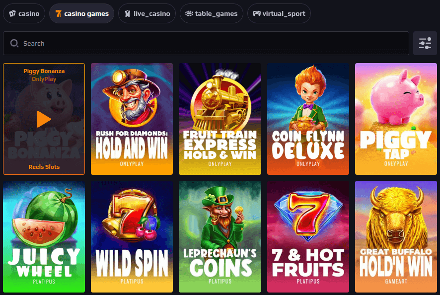 blazespins casino lobby