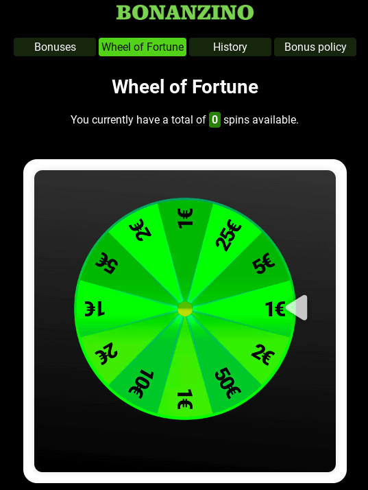 bonanzino casino wheel of fortune