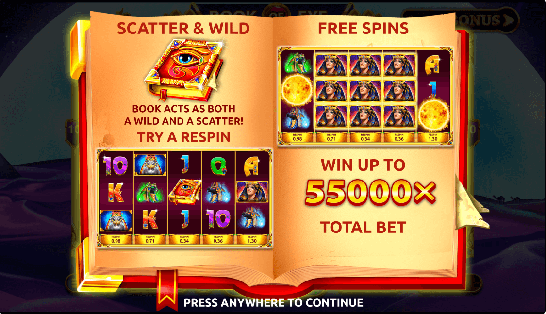 Book of Eye Online Slot Game Reels