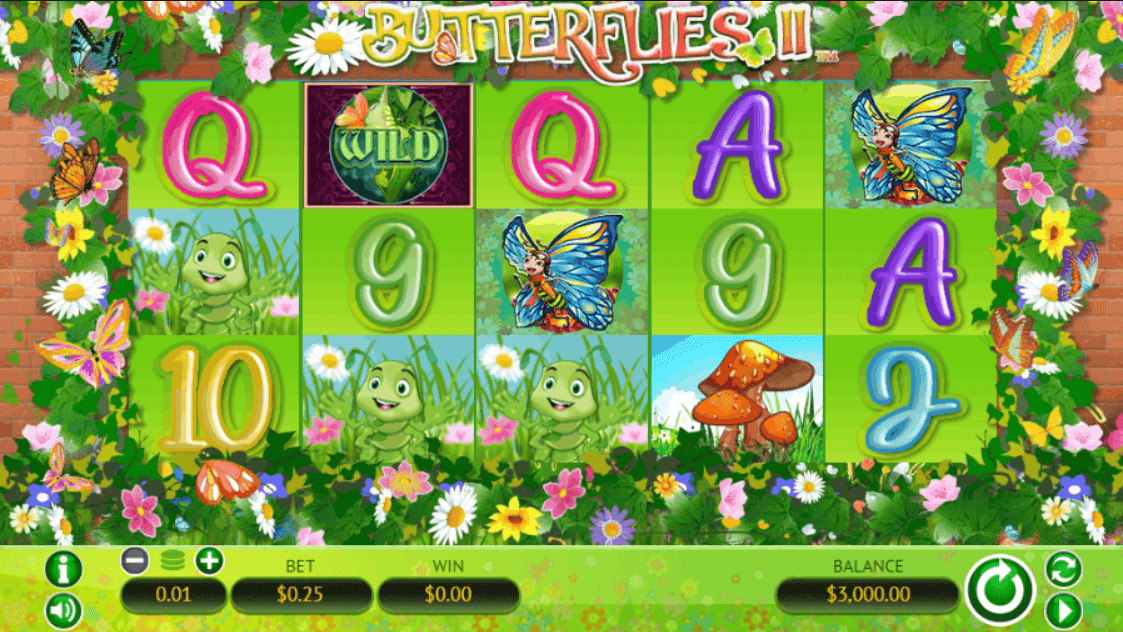 Butterflies II Online Slot Game Reels