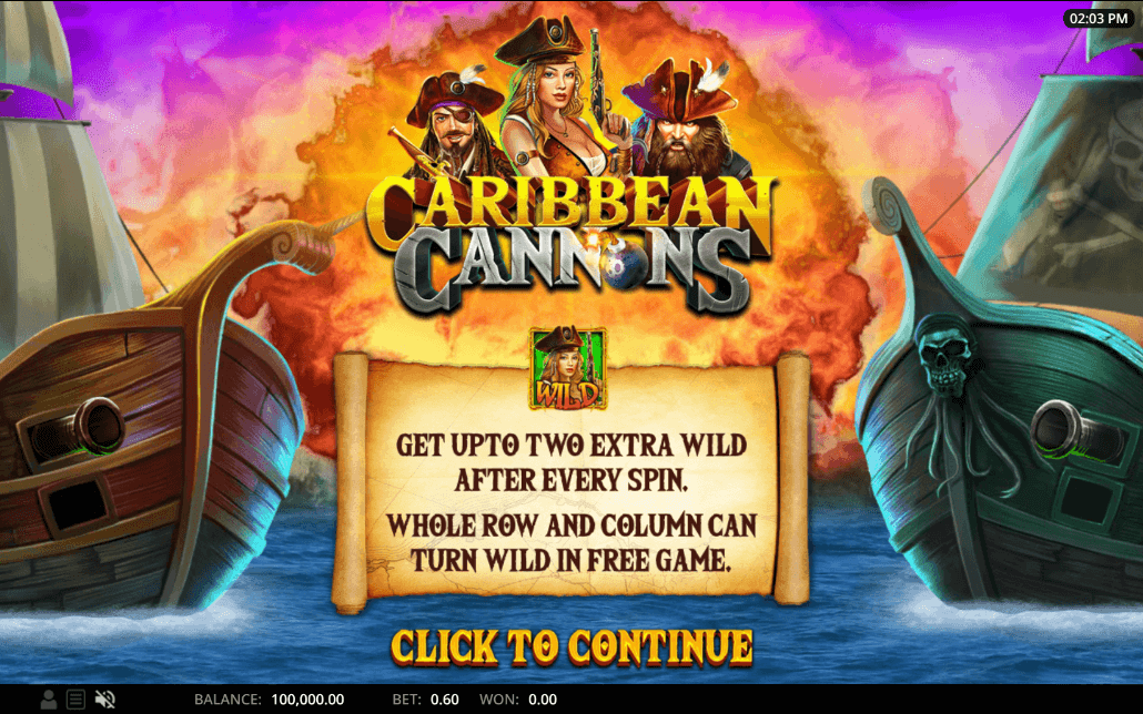 Caribbean Cannons Online Slot Game Reels