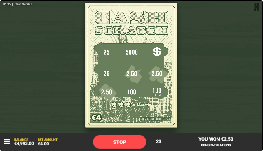Cash Scratch online slot game reels