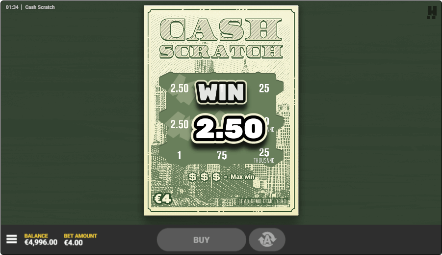 Cash Scratch online slot game win