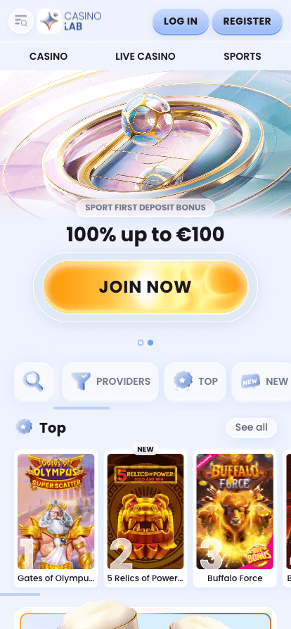casinolab mobile homepage