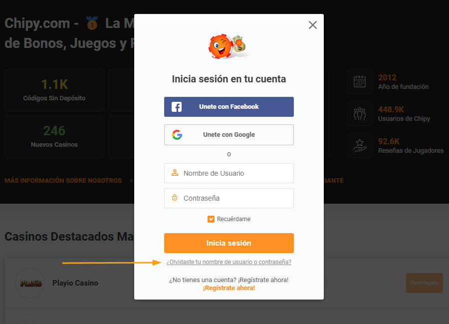 centro de ayuda olvide mi nombre de usuario o contrasena