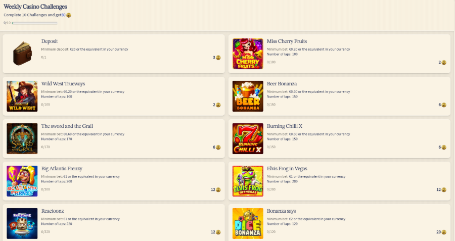 Challenges VIPLuck Casino