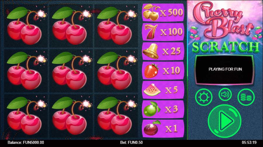 Cherry Blast Online Scratch Game Reels