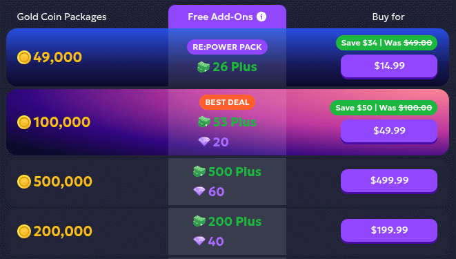 Chip N Win Gold Coin Packages Image