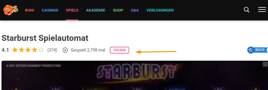 Chipy-Einzelseite folgt dem Spiel