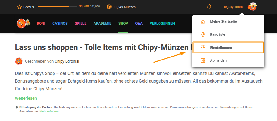 Chipy-Zugriffsbenutzereinstellungen