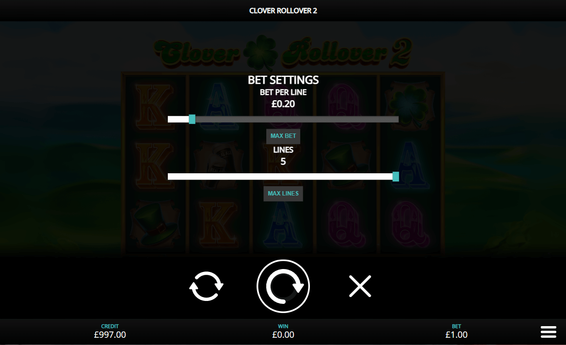 Clover Rollover 2 Online Slot Game Bet Settings
