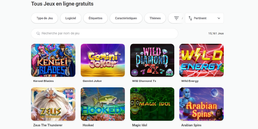 Collection etendue de jeux