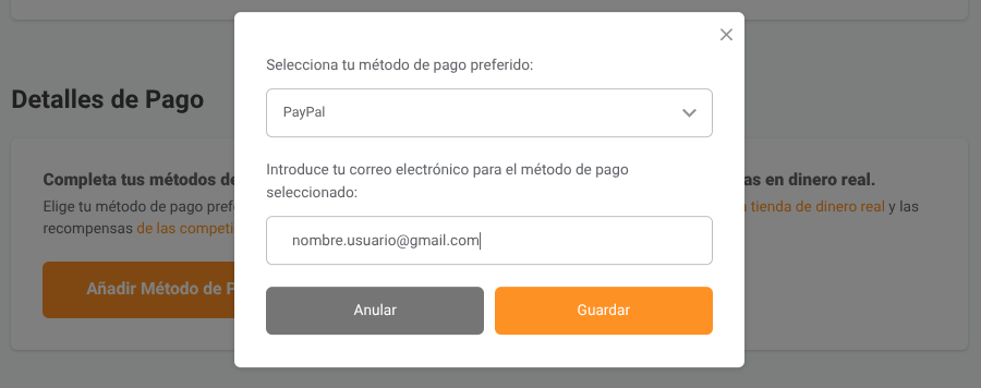 Configuracion detalles de pago