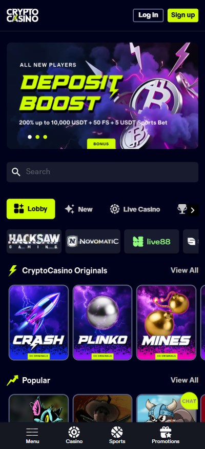 crypto casino homepage