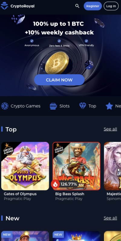 cryptoroyal casino homepage