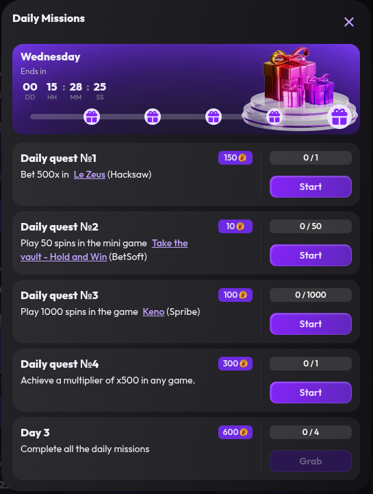 Daily Missions Ignibet Casino