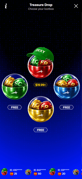 dexyplay casino treasure drop