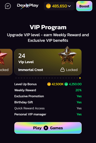 dexyplay casino vip program