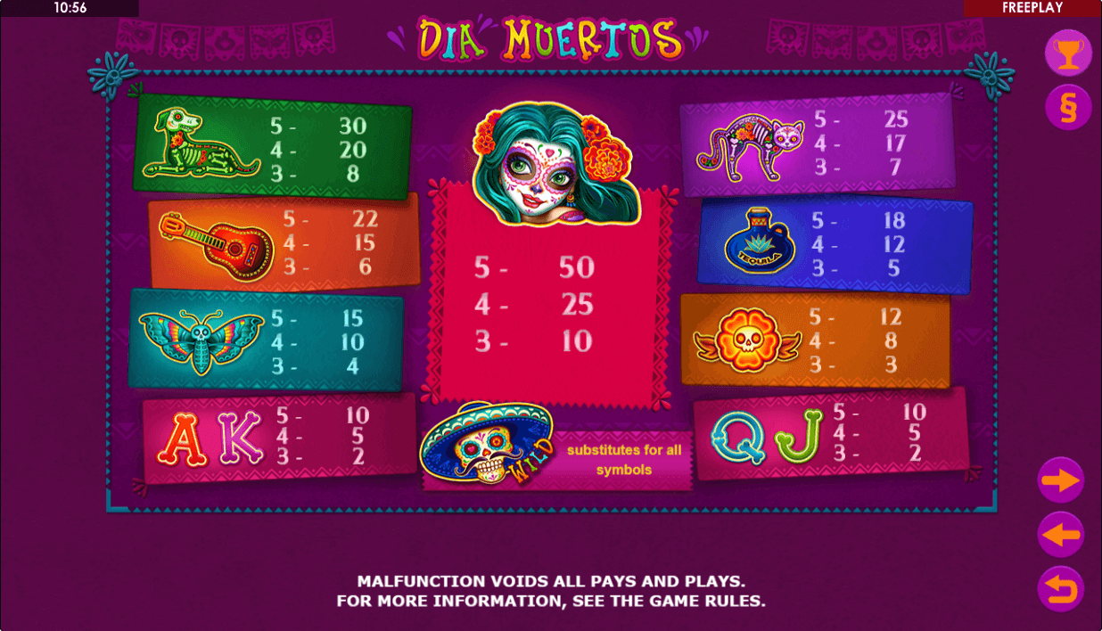dia muertos paytable