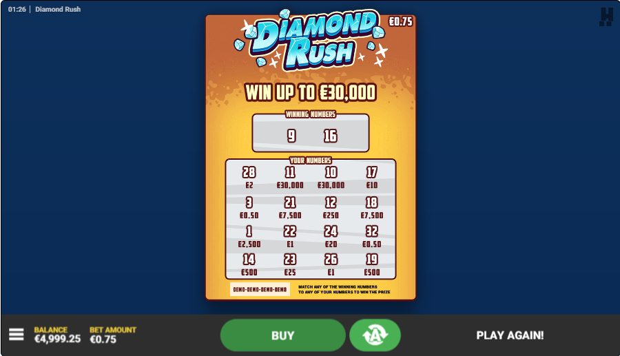 Diamond Rush online slot game reels