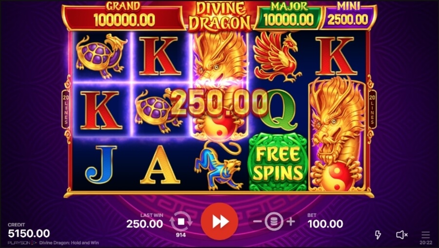 Divine Dragon Hold and Win free spins
