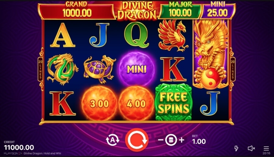 Divine Dragon Hold and Win reels