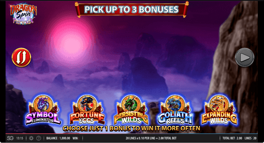 Dragon Spin Pick n Mix features