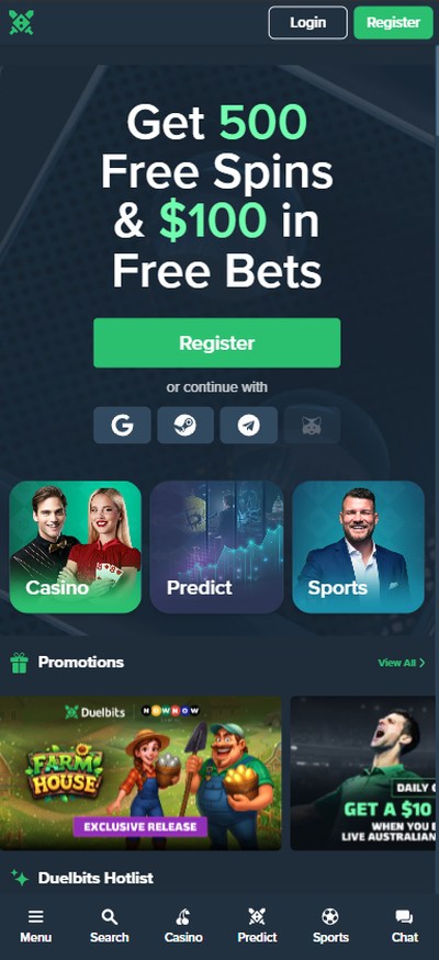 duelbits casino homepage