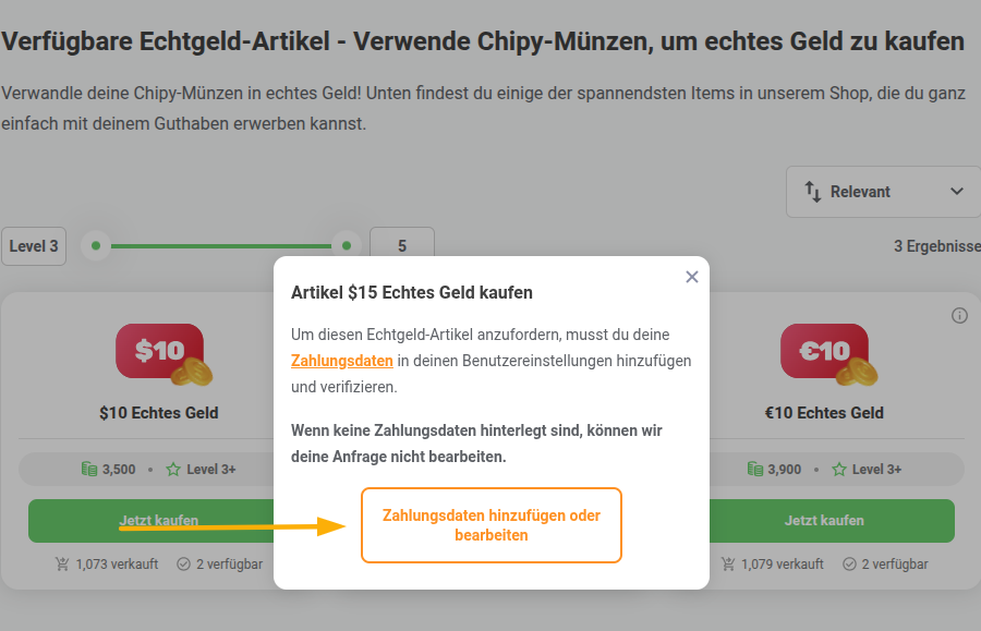 Echtgeld items shop einloesungsprozess