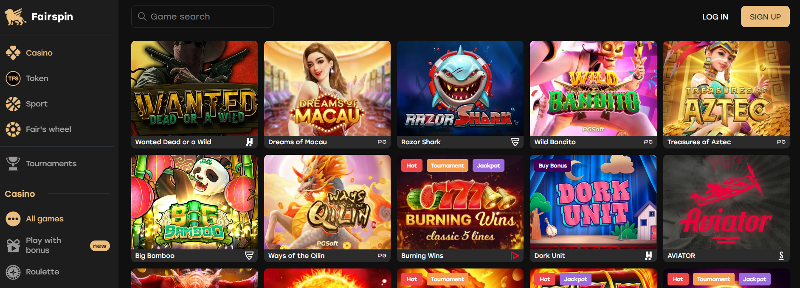 fairspin casino games