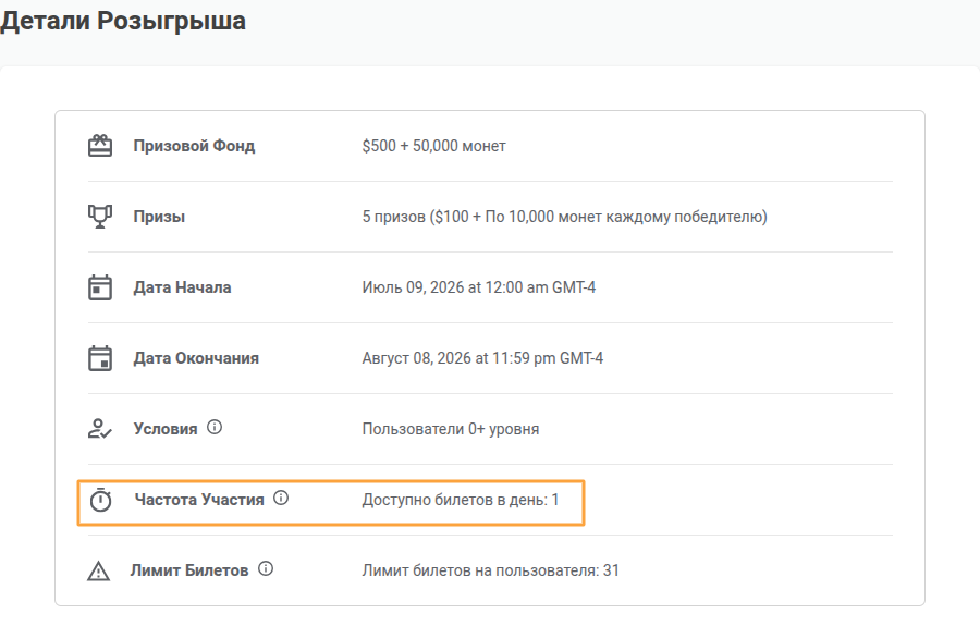 часто задаваемые вопросы частота участия в розыгрышах