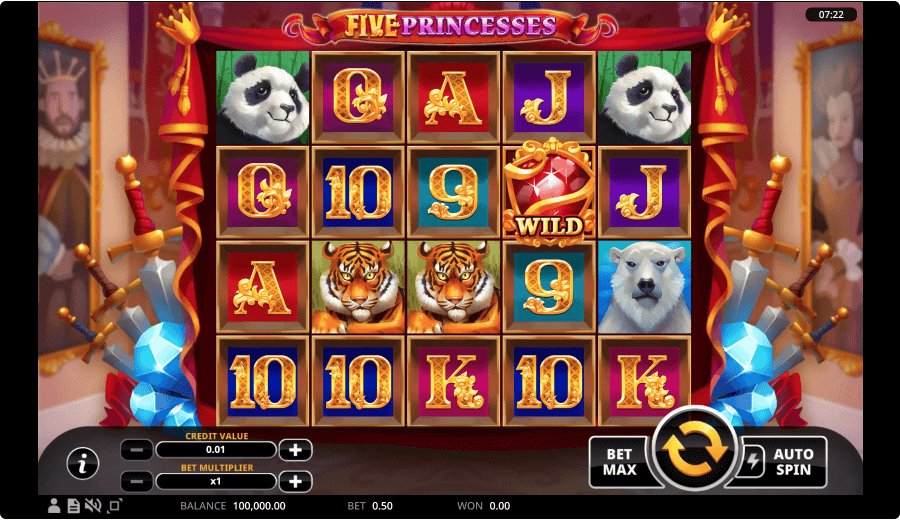 Five Princesses online slot game reels