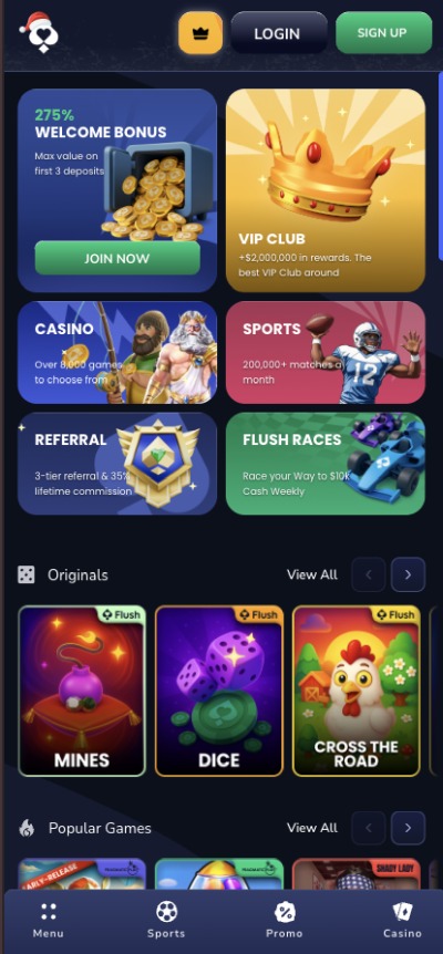 flush casino homepage mobile
