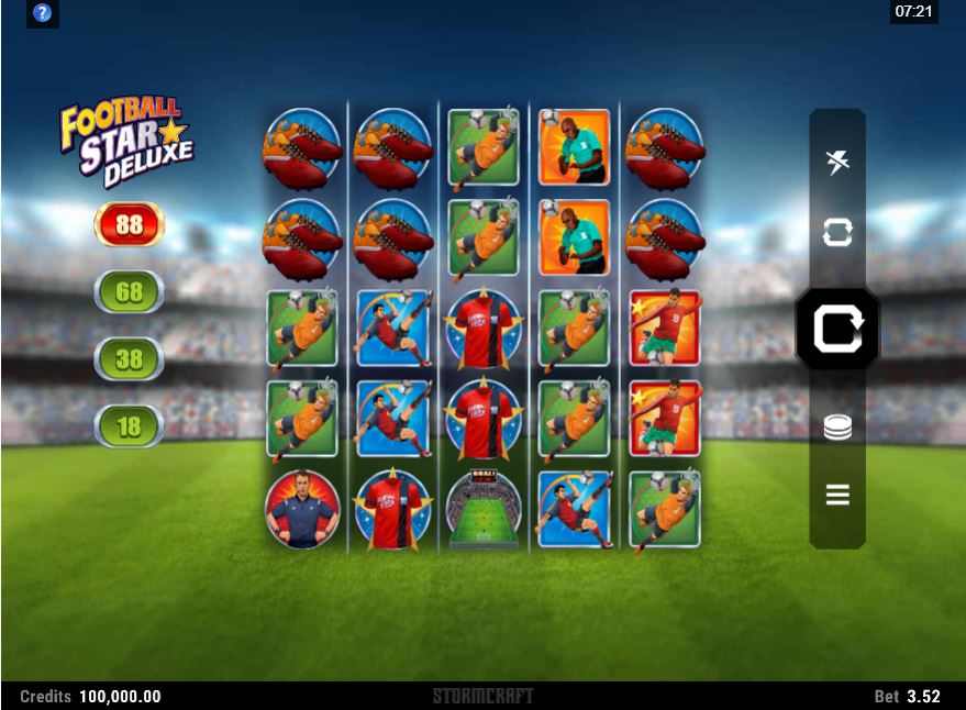 Football Star Deluxe Slot Game Main Screen