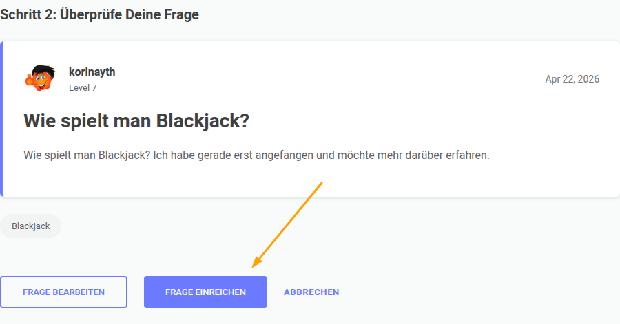 Frage absenden button