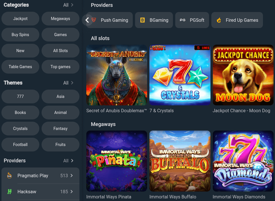 galacticbets casino games