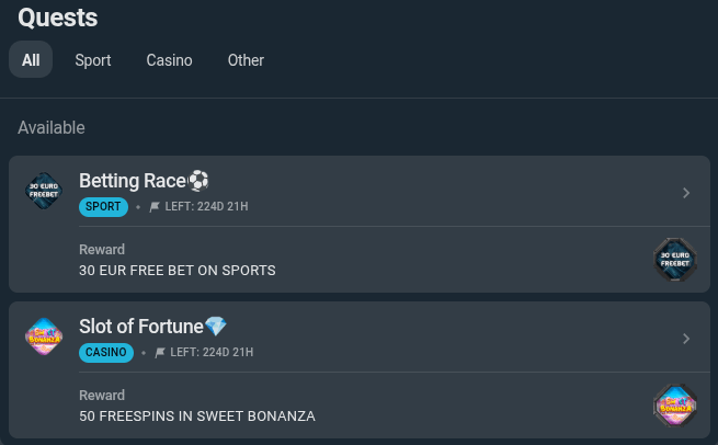 galacticbets casino quests