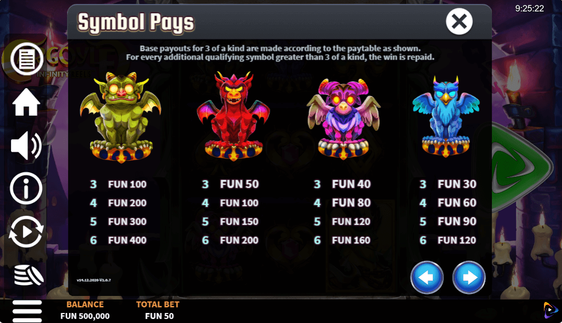 Gargoyle Infinity Reels Online Game Bonus