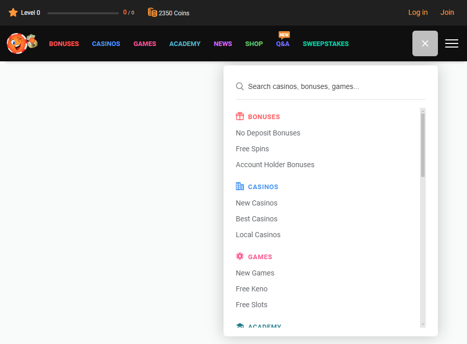 global search navigation bar